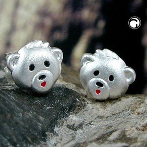 Ohrstecker Bärgesicht matt 925 Sterlingsilber