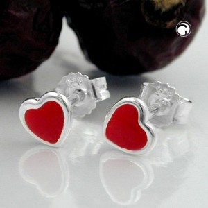 Ohrstecker kleines Herz rot 925 Sterlingsilber