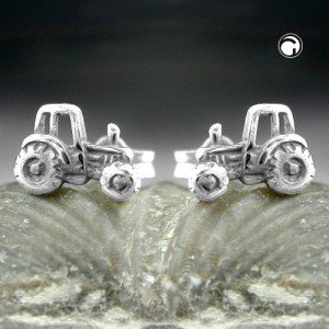 Ohrstecker Traktor geschwärzt 925 Sterlingsilber