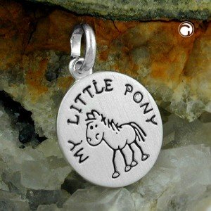 Anhänger mit Pony schwarz 925 Sterlingsilber