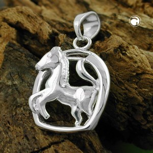 Anhänger Pferd im Hufeisen 925 Sterlingsilber