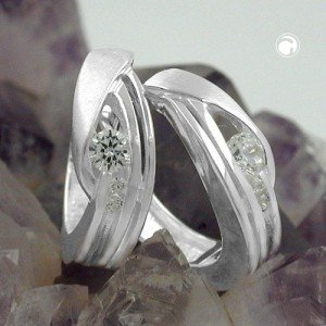 Creolen Ohrringe teilmatt mit Zirkonia 925 Sterlingsilber