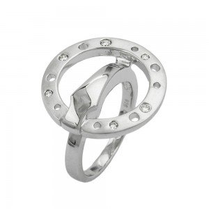 Ring Zirkonias mattiert rhodiniert 925 Silber Größe 60