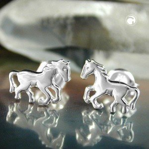 Ohrstecker Pferd glänzend 925 Sterlingsilber