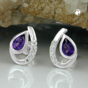 Ohrstecker Amethyst/Zirkonia 925 Sterlingsilber