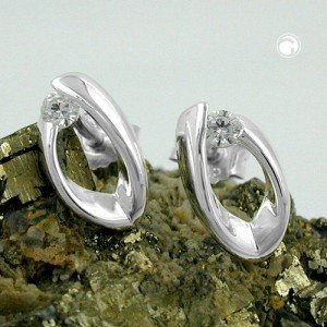 Ohrstecker oval mit Zirkonia 925 Sterlingsilber