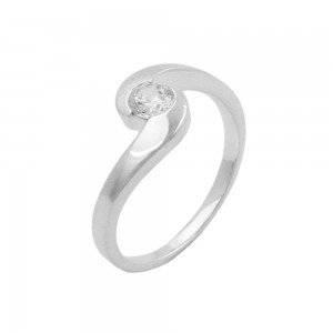 Ring mit Zirkonia matt-glänzend 925 Silber Größe 60