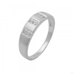 Ring mit 9x Zirkonias weiß seidenmatt 925 Silber Größe 54