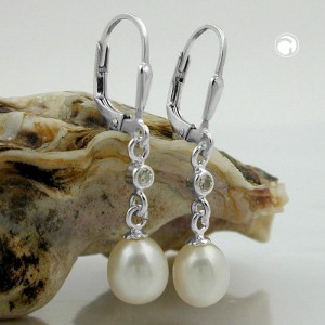 Ohrring Perle mit Zirkonia 925 Sterlingsilber