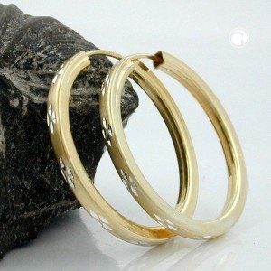 Creolen Ohrringe vergoldet mit Muster 925 Sterlingsilber