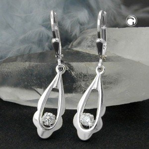 Ohrring oval Zirkonia 925 Sterlingsilber