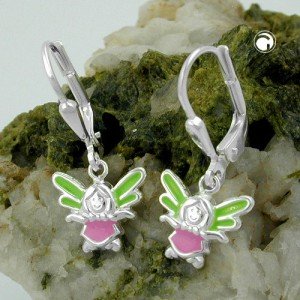 Ohrring lustige Elfe farbig 925 Sterlingsilber