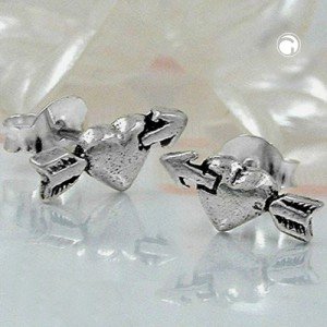Ohrstecker Herz mit Pfeil (oxyd.) 925 Sterlingsilber