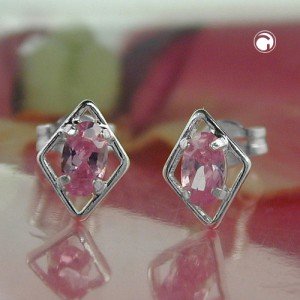 Ohrstecker Rhombus pink Zirkonia 925 Sterlingsilber