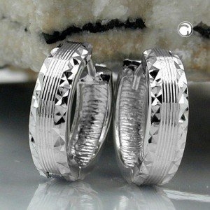 Creolen Ohrringe matt/diamantiert 925 Sterlingsilber