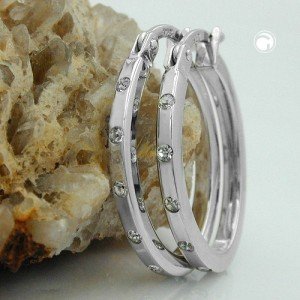 Creolen Ohrringe Oval mit Zirkonias 925 Sterlingsilber
