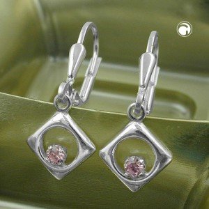 Ohrring Viereck Zirkonia pink 925 Sterlingsilber