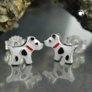 Ohrstecker Hund mit Flecken 925 Sterlingsilber