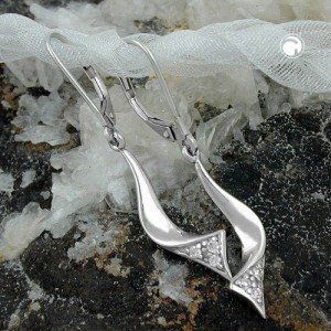 Ohrring rhodiniert Zirkonia 925 Sterlingsilber