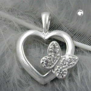 Anhänger Herz/Schmetterling 925 Sterlingsilber