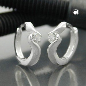Creolen Ohrringe teilmatt Zirkonia 925 Sterlingsilber