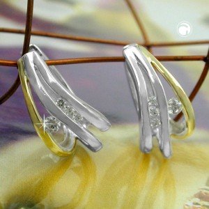 Creolen Ohrringe bicolor Zirkonias 925 Sterlingsilber