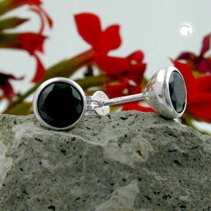 Ohrstecker Zirkonia schwarz 925 Sterlingsilber