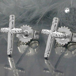 Ohrstecker Kreuz mit Muster 925 Sterlingsilber