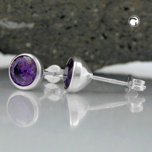 Ohrstecker Zirkonia amethyst 925 Sterlingsilber