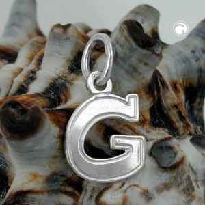 Anhänger Buchstabe G glänzend mit Rand 925 Sterlingsilber