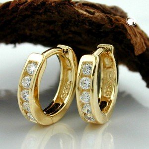 Creolen Ohrringe vergoldet Zirkonia 925 Sterlingsilber