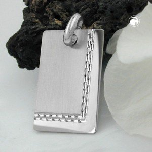 Anhänger Gravurplatte matt-diamantiert 925 Sterlingsilber