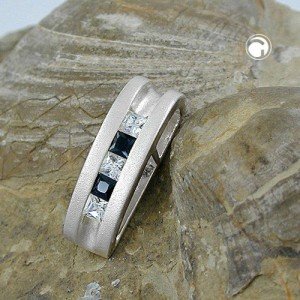 Anhänger matt si-sw Zirkonia 925 Sterlingsilber