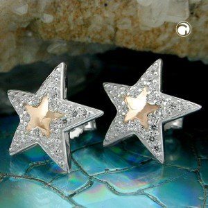 Ohrstecker Stern mit Zirkonia 925 Sterlingsilber