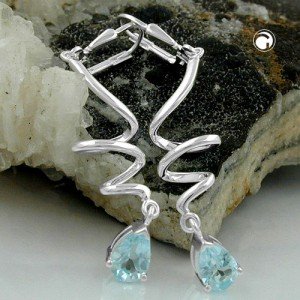 Ohrring Spirale Blautopas 925 Sterlingsilber
