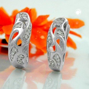 Creolen Ohrringe Zirkonia rhodiniert 925 Sterlingsilber