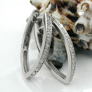 Creolen Ohrringe spitzoval rhodiniert 925 Sterlingsilber