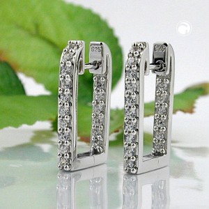 Creolen Ohrringe Zirkonia rhodiniert 925 Sterlingsilber