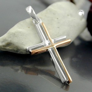 Anhänger Kreuz bicolor 925 Sterlingsilber