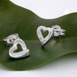 Ohrstecker Herz mit Zirkonia 925 Sterlingsilber