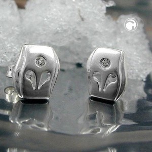 Ohrstecker matt mit Zirkonia 925 Sterlingsilber