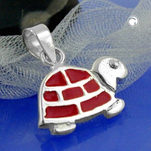 Anhänger Schildkröte rot-silber 925