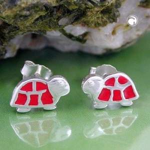 Ohrstecker Schildkröte rot 925 Sterlingsilber