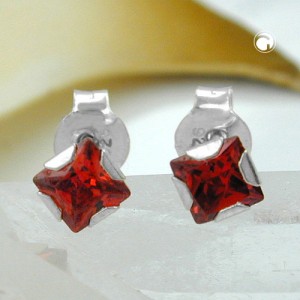 Ohrstecker 4 orange-Zirkonia Viereck 925 Sterlingsilber