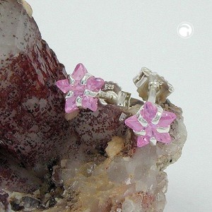 Ohrstecker Sternform Zirkonia-pink 925 Sterlingsilber