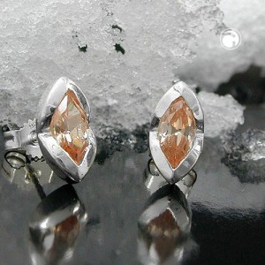 Ohrstecker Zirkonia topas spitzoval 925 Sterlingsilber