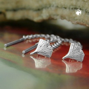 Durchzieher 57mm Ginkgoblatt 925 Sterlingsilber
