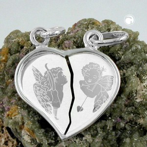 Anhänger Herz mit Engeln 925 Sterlingsilber