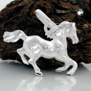 Anhänger Pferd matt-diamantiert 925 Sterlingsilber