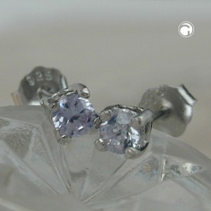 Ohrstecker 3mm hell-amethyst Glas 925 Sterlingsilber